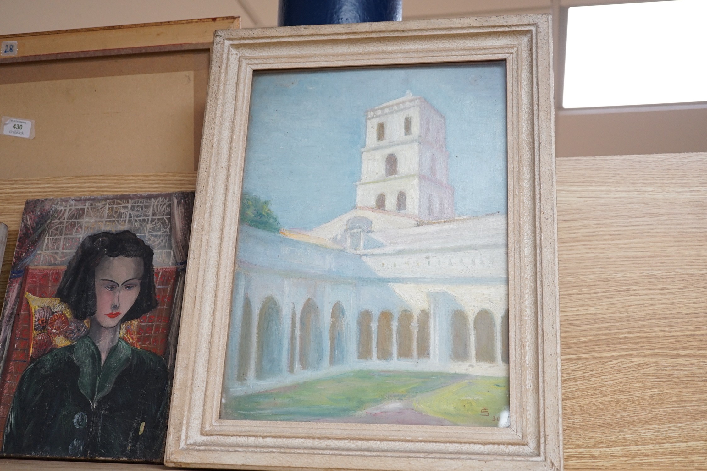 Edgar Seligman (1867-1958), two oils on board, Views of Arles 1930, monogrammed and dated '30, one with a letter from the artist verso, 37 x 27cm